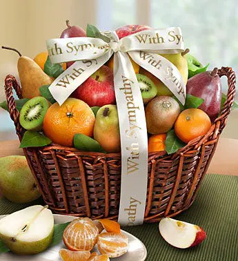 Photo of a sympathy fruit basket