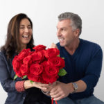 Valentine's Day couple with red roses