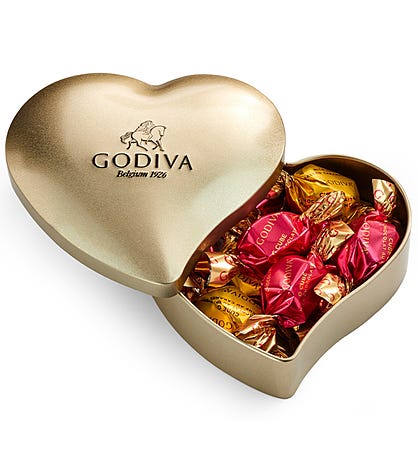 Godiva Valentine's G Cube Heart Tin