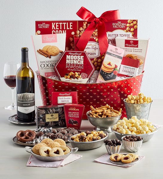 Romantic Valentine Wine Gift Basket - Ultimate