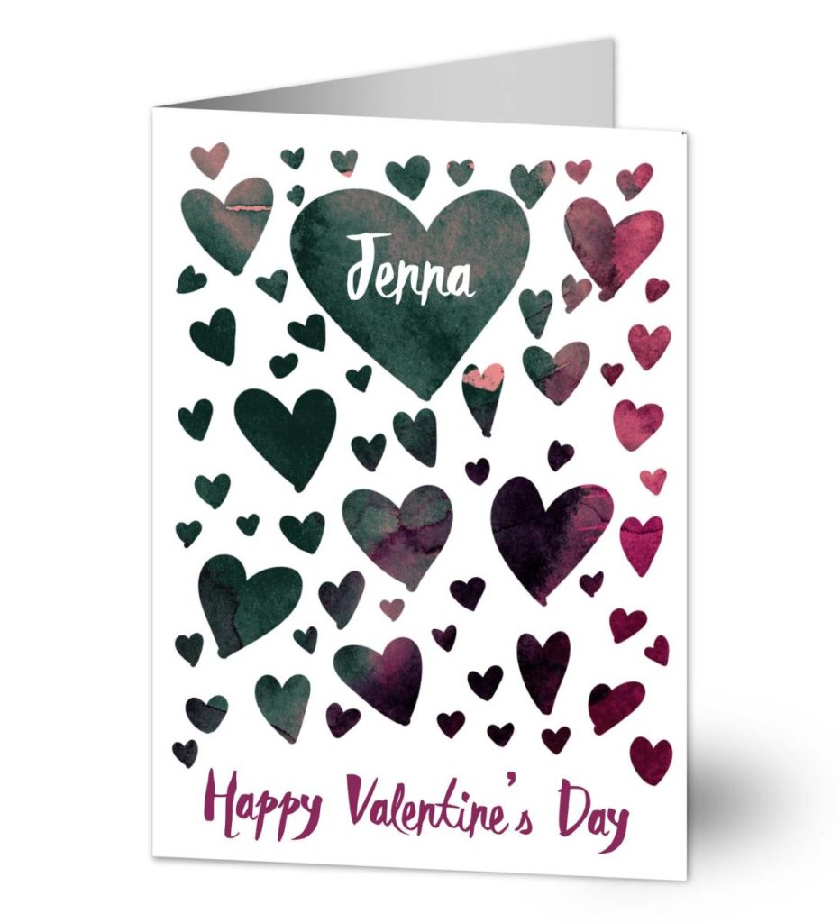 Watercolor Hearts Valentine's Day card