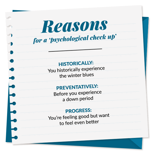 Graphic detailing reasons for a psychological check up