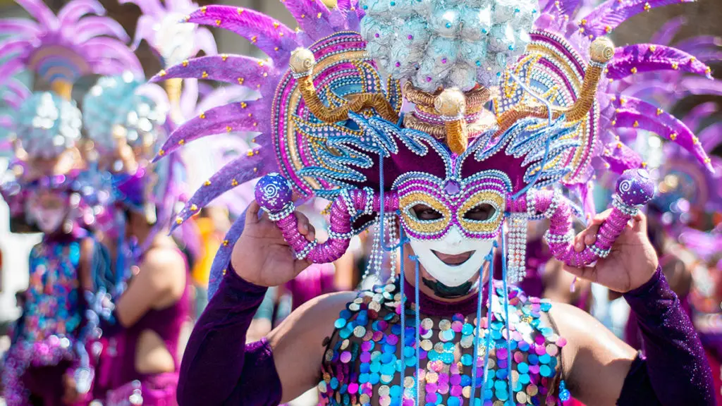 Masskara Festival street dance parade participant facing the camera