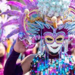 Masskara Festival street dance parade participant facing the camera