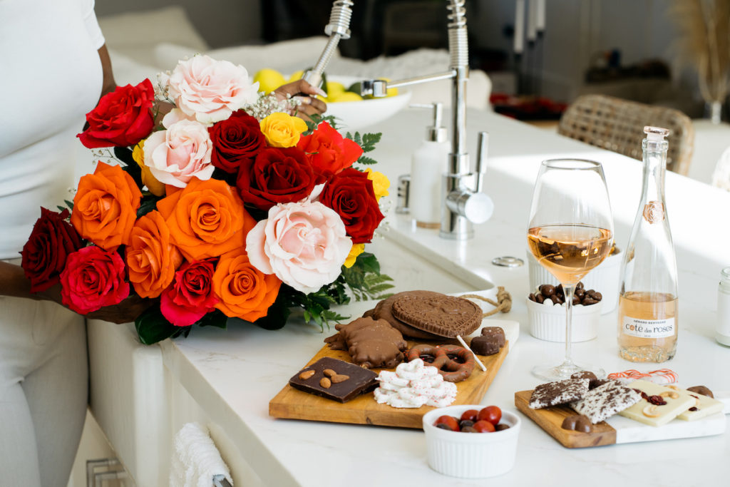 Photo of Valentine's Day roses and food