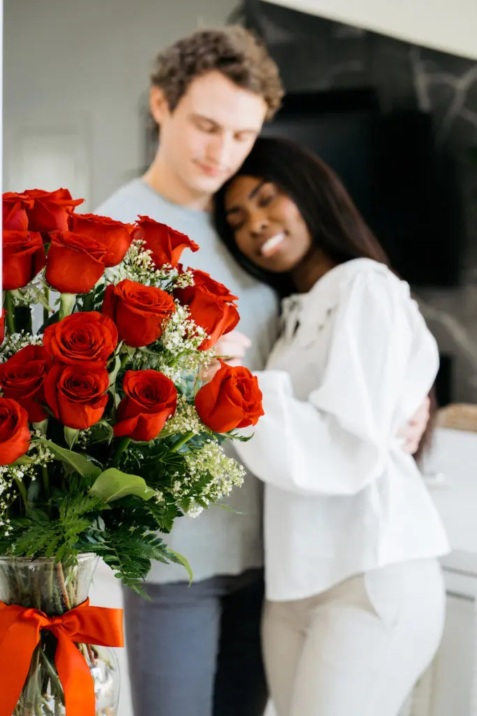 hate valentine's day with couple embracing