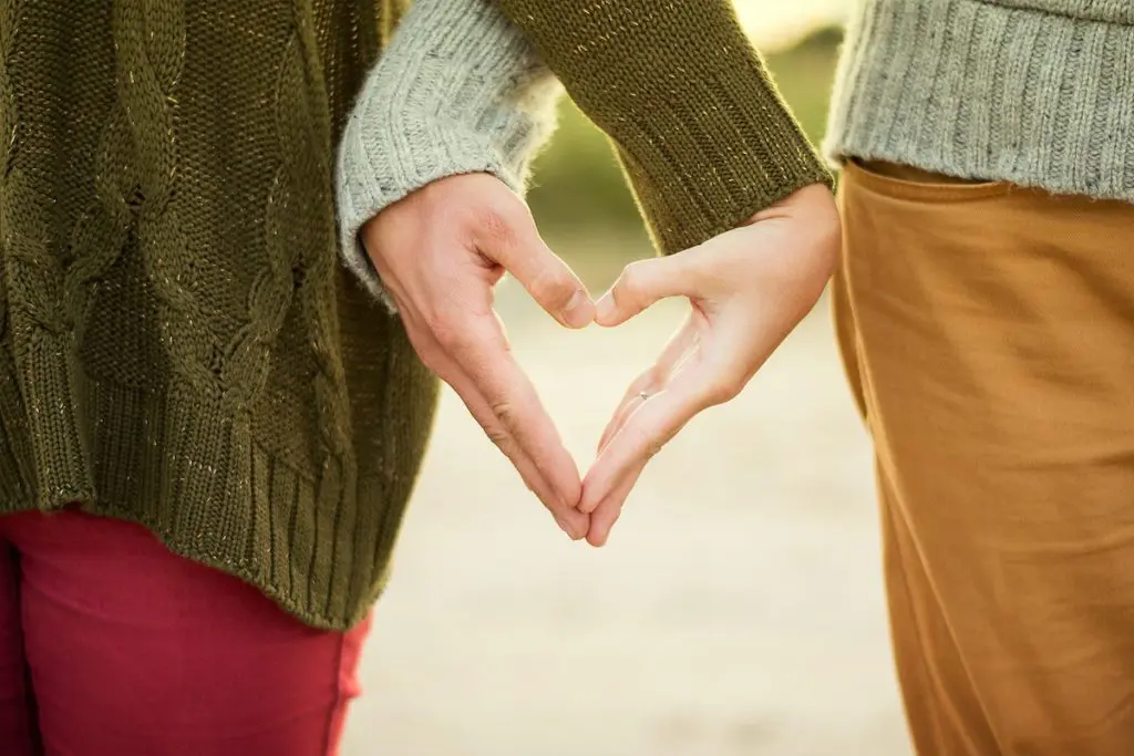 Picture of couple making a heart with hands