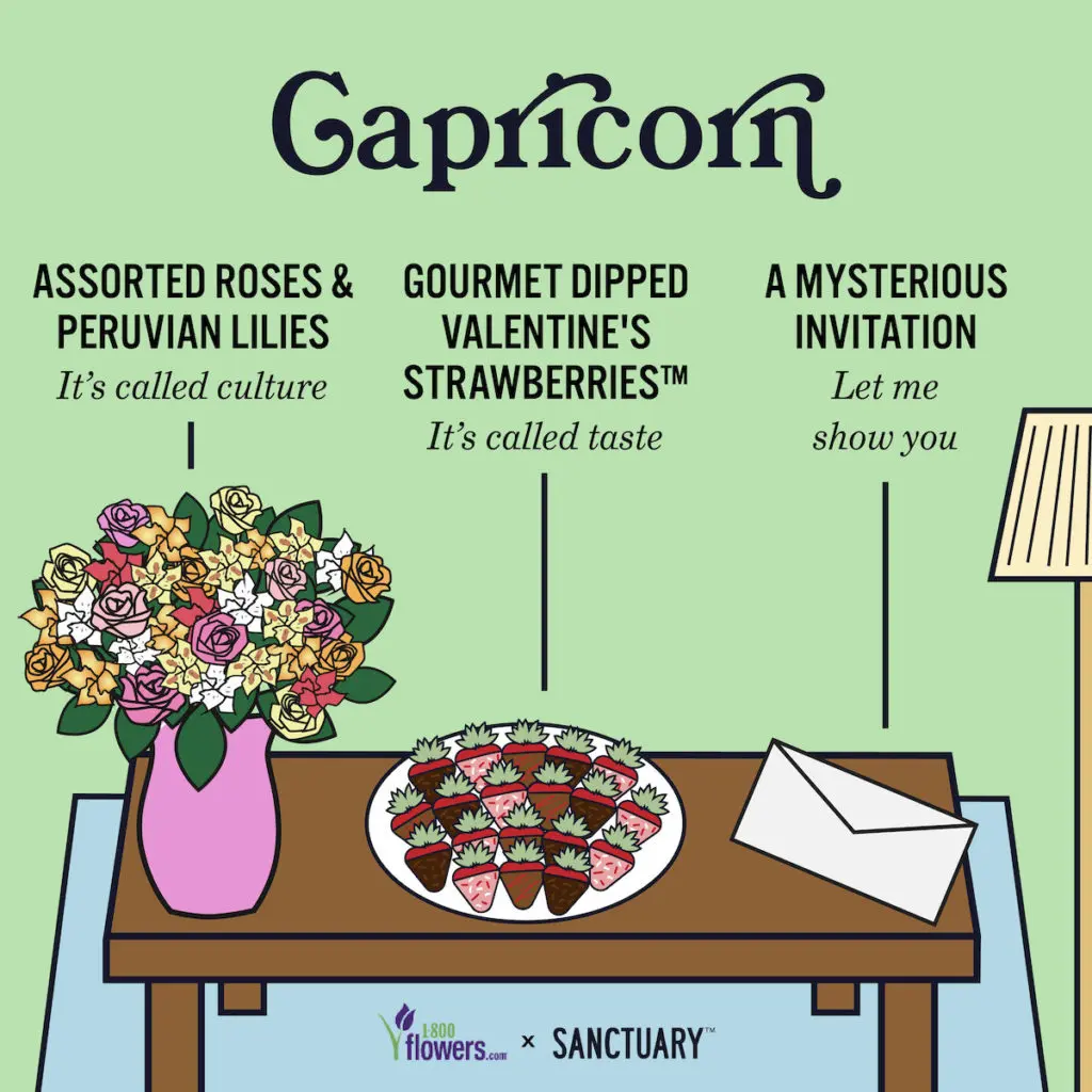 Illustration of Capricorn zodiac compatibility gifts