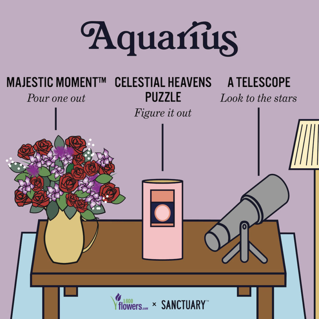 Illustration of Aquarius zodiac compatibility gifts