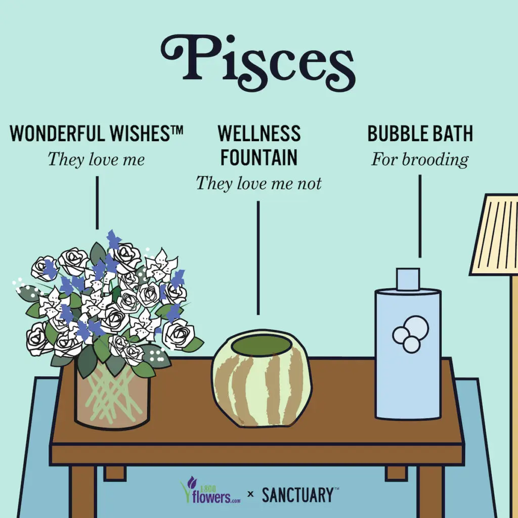 Illustration of zodiac compatibility Pisces gifts