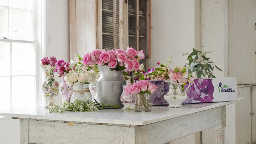 Photo of flower arrangements by Rachel Ashwell of Shabby Chci