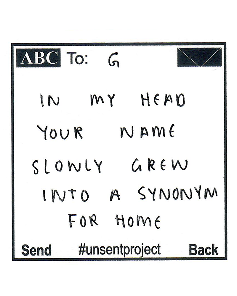Image of a message collected by the Unsent Project