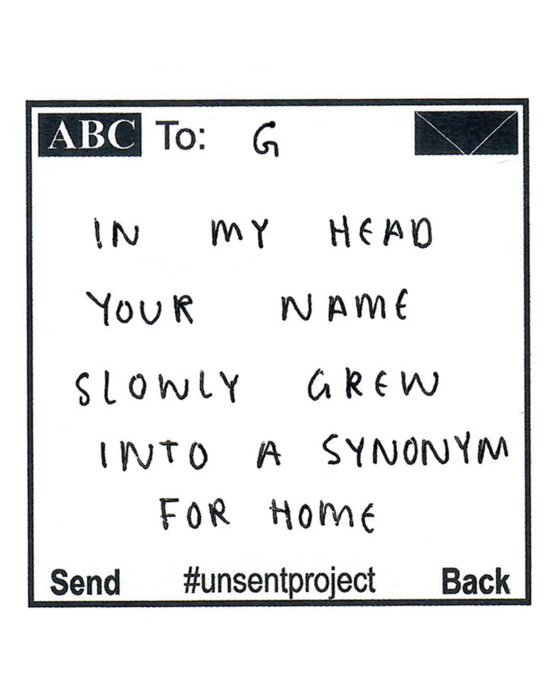 Image of a message collected by the Unsent Project