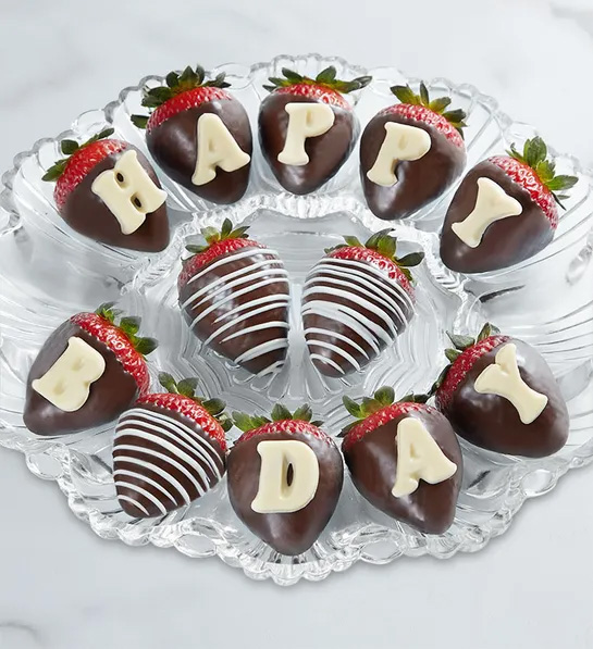 a photo of why every birthday is special: birthday strawberries