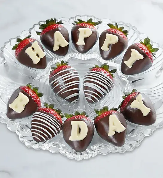 a photo of why every birthday is special: birthday strawberries