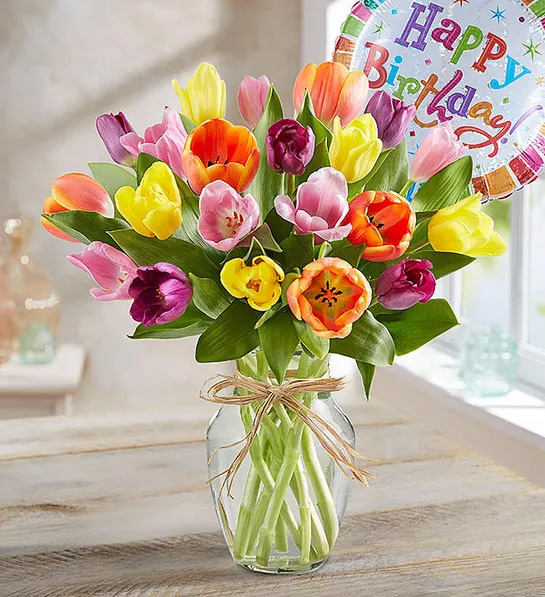 a photo of why every birthday is special: birthday tulips