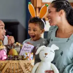 Photo of children enjoying their Easter basket stuffers