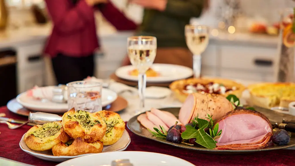 Photo of a ham dinner, a popular Easter food tradition