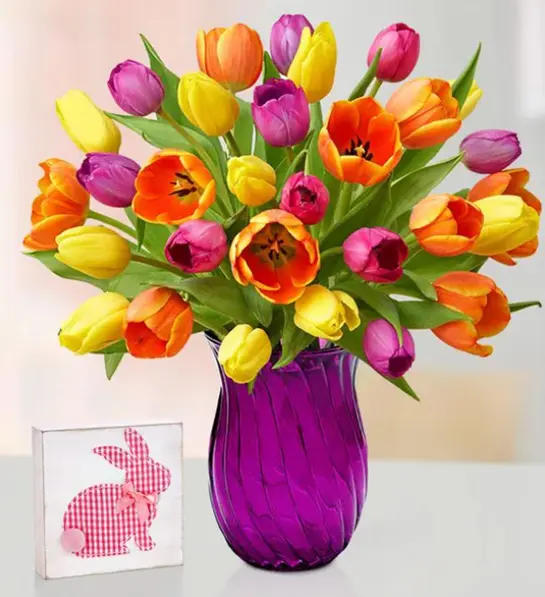 Photo of a unique Easter gift idea -- an Easter Tulip bouquet.