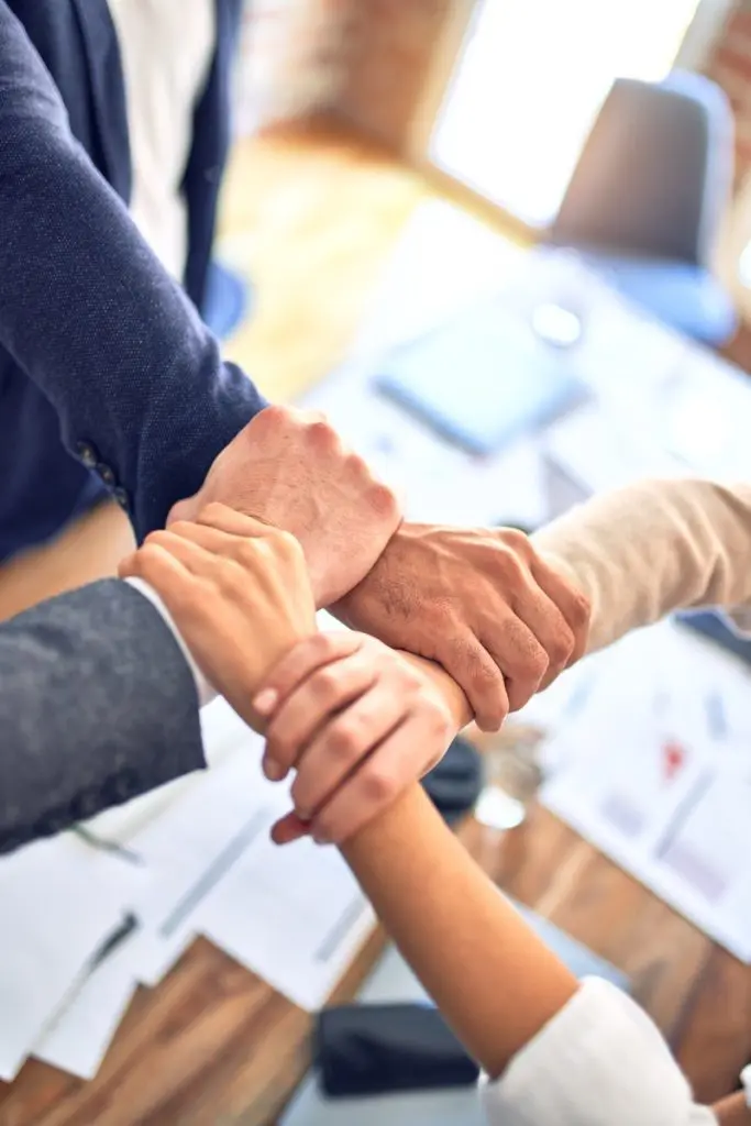 Employee's hands of unity