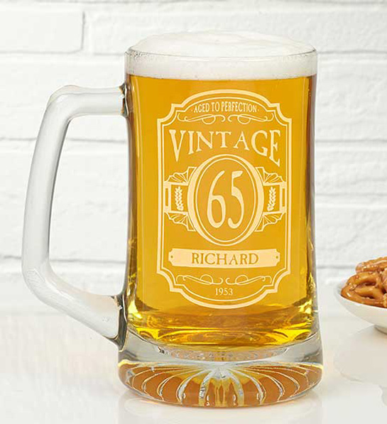 a photo of why every birthday is special: personalized beer mug