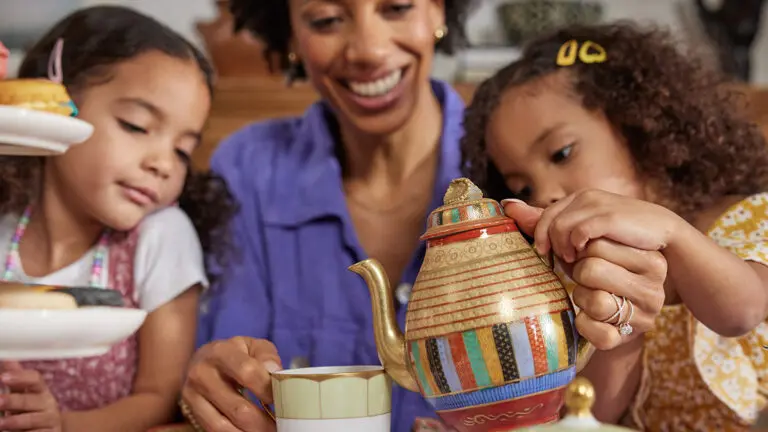 Mother's Day activities pouring tea