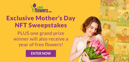 An ad for a sweepstakes to win a 1-800-Flowers.com NFT