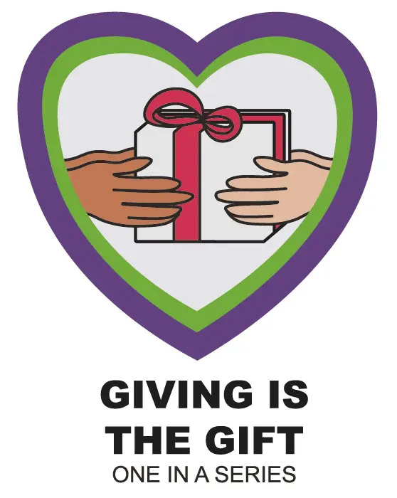 a graphic for the giving is the gift content series