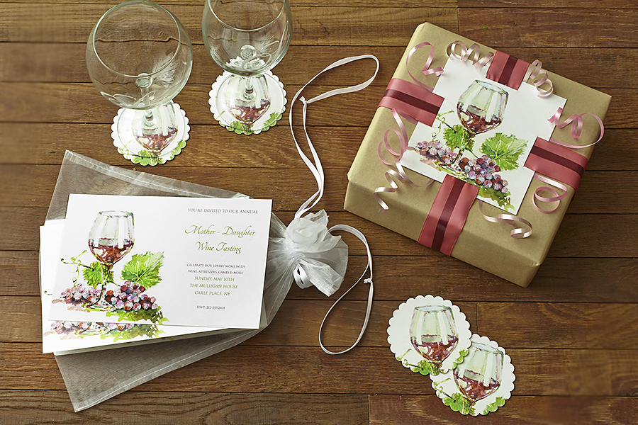 a photo of a mother's day wine tasting: diy invitation
