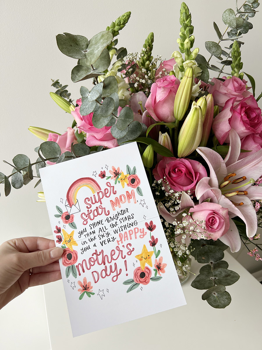 a photo of mother's day card message ideas: card with flowers
