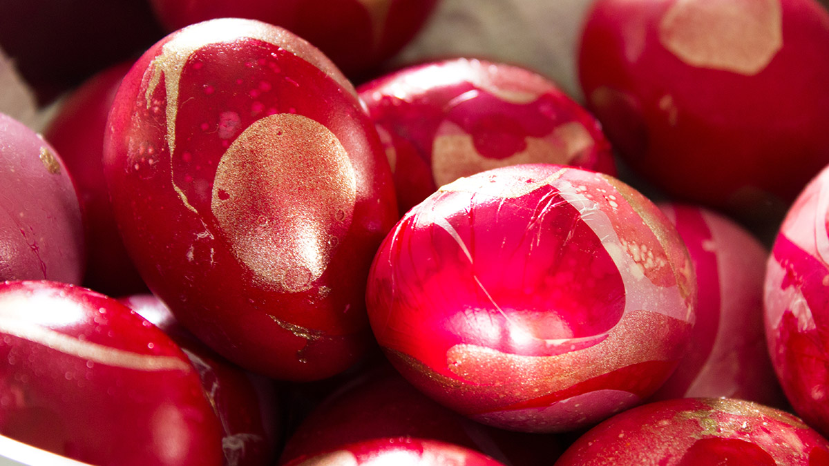 A photo of Easter egg designs with nail polish easter eggs