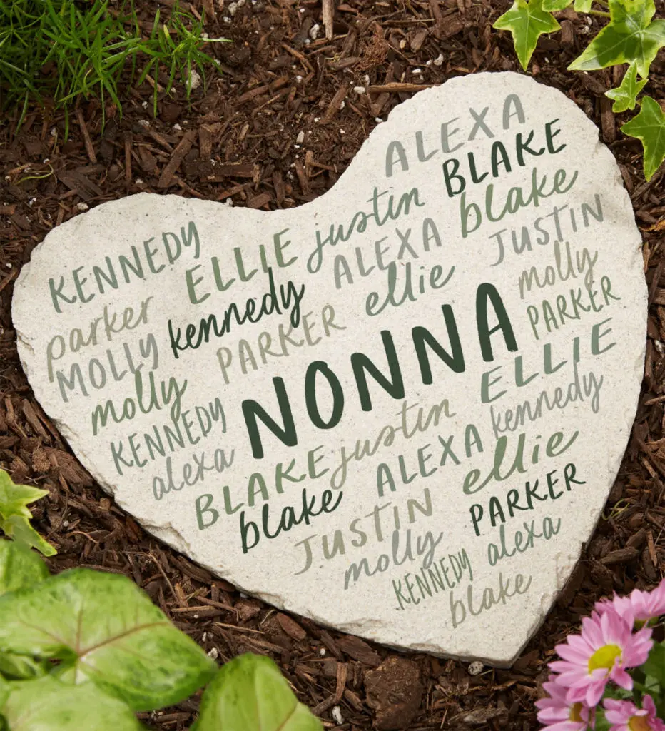 Gifts for empty nest moms with personalized garden stone