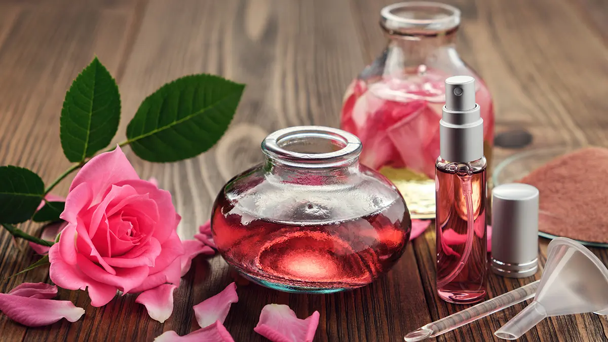 A photo of rose month with rose water