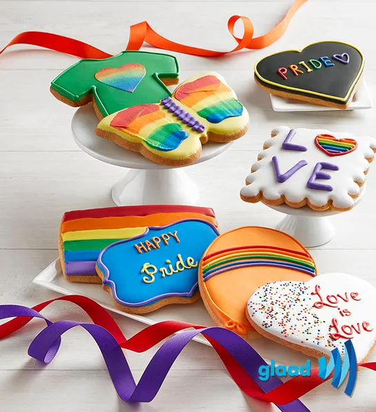 a photo of pride month gifts with artisan iced cookies