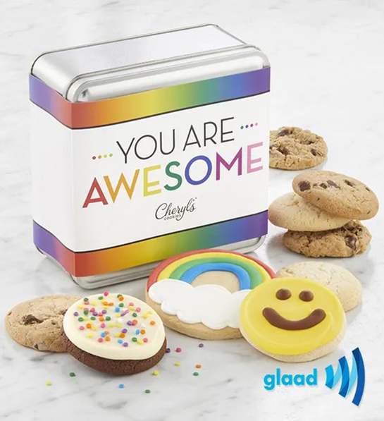 a photo of pride month gifts with you are awesome cookie tin