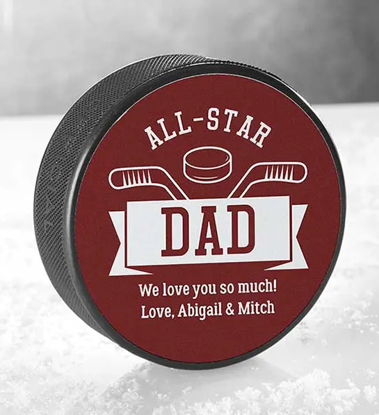 best father's day gifts with a personalized hockey puck