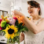 history of marriage with bride receiving flowers