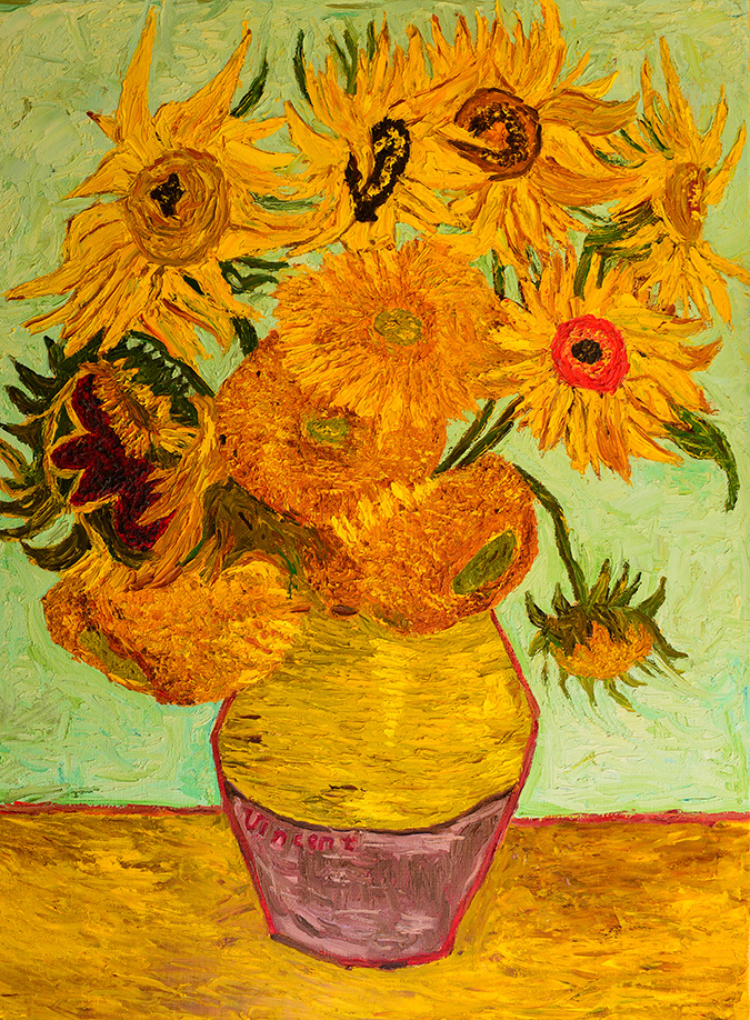 hechos de girasol con pintura de girasol de vincent van gogh