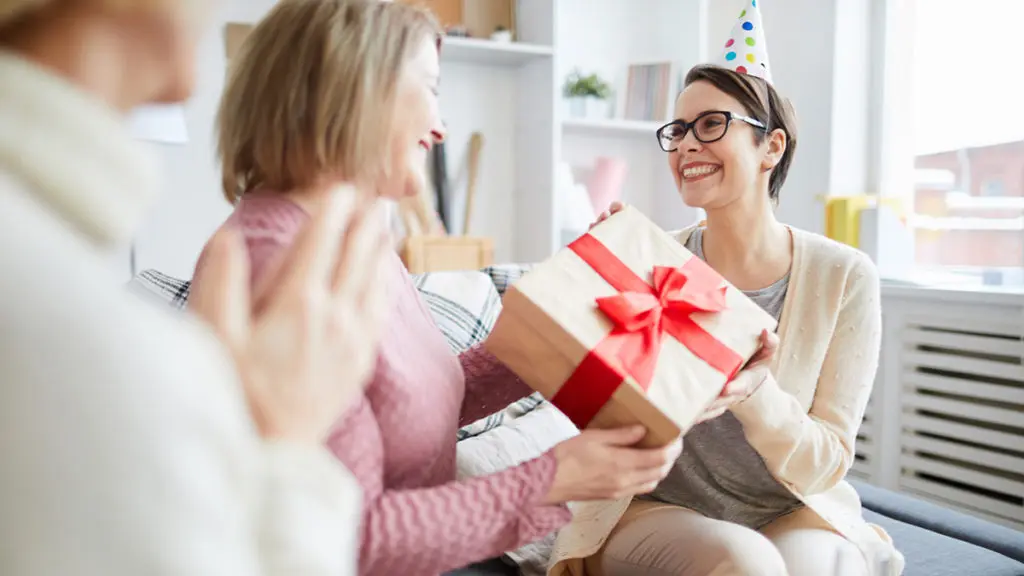 virgo gifts with Portrait of three women celebrating birthday at home