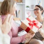 virgo gifts with Portrait of three women celebrating birthday at home