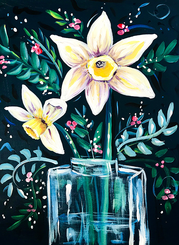 Pintura Cuadro de flores de noche