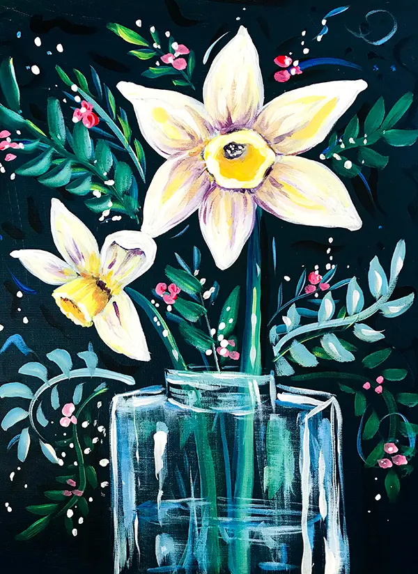 Paint Nite flower painting