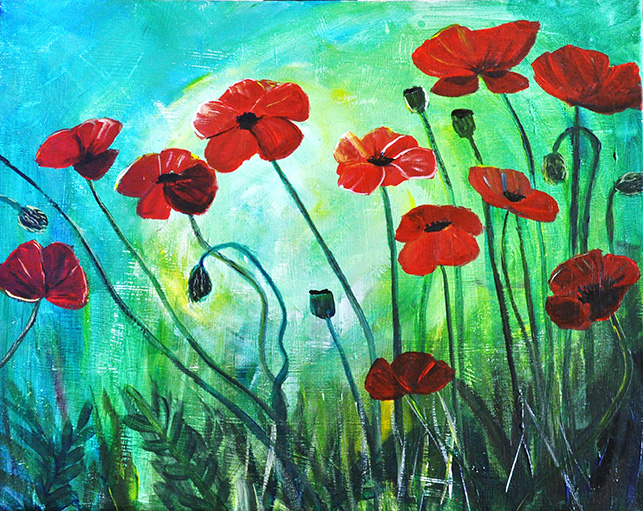 Photo of a paint nite flower painting