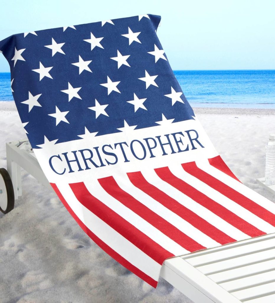 Red White Blue Personalized Beach Towel
