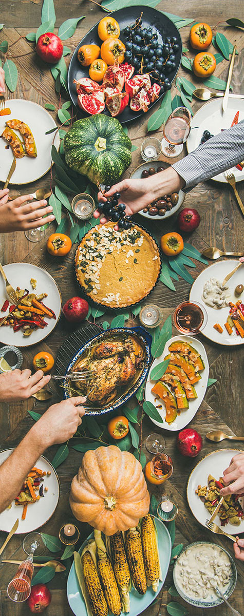 Saludos de Acción de Gracias con Cena de Acción de Gracias