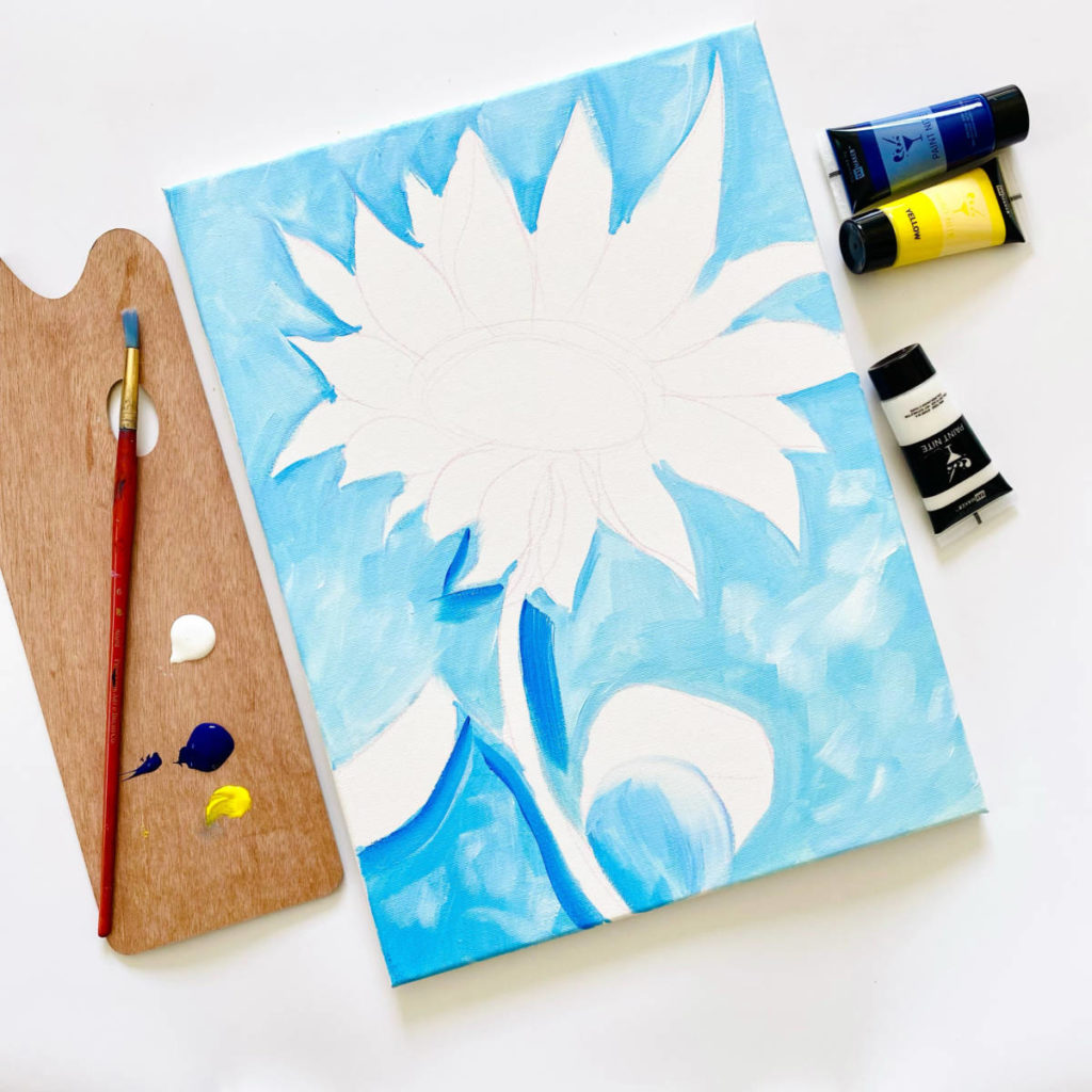 how to paint a flower with step 1