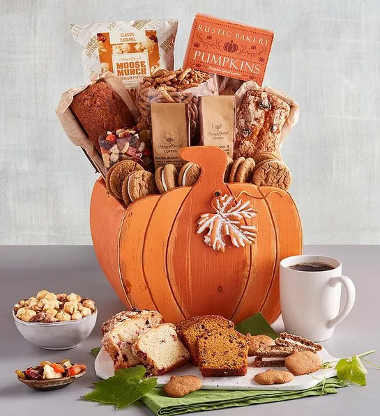 Especia de calabaza con canasta de regalo de calabaza