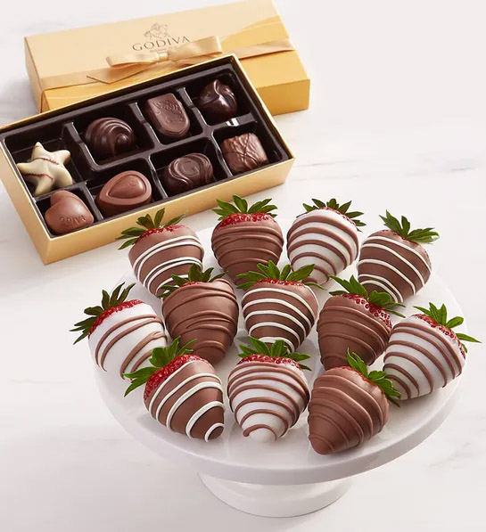best hostess gift ideas with Ballotin Drizzled Strawberries