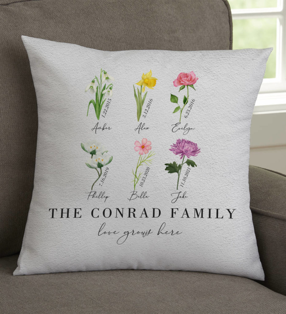 birthday gift ideas for mom with Personalized Throw Pillows