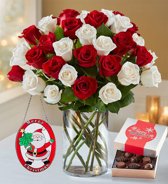 Regalos de Navidad para su ramo de rosas de menta.